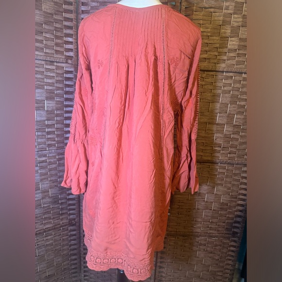 Monoreno dress Boho Large Orange Long sleeve Embroidered Design - Picture 7 of 9